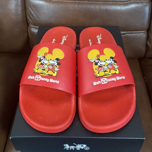 Coach Disney Parks Sports Leather Logo Slide Sandals - Picture 2 of 11
